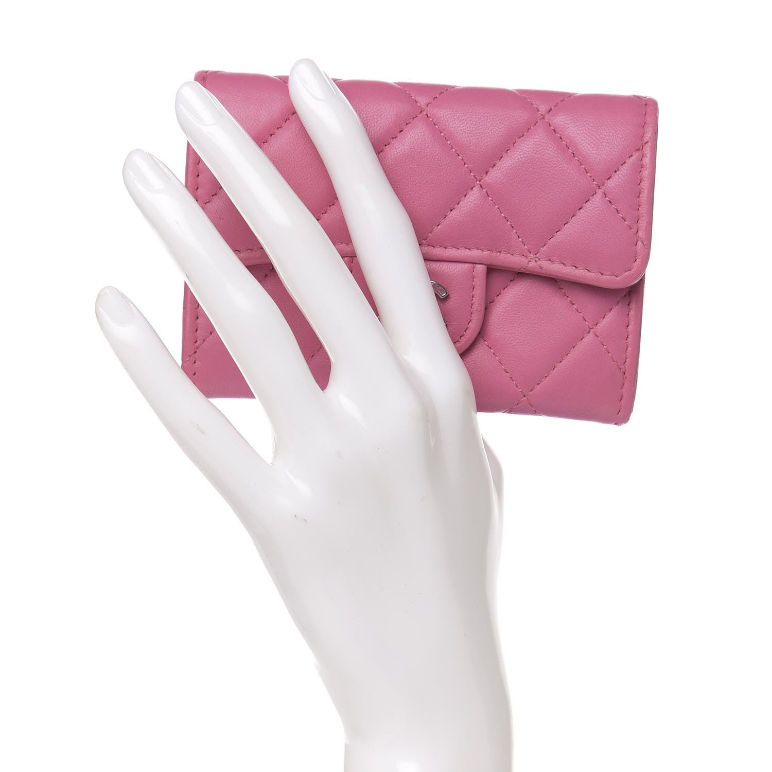 Chanel Lambskin Quilted Flap Card Holder Pink 2 of 9