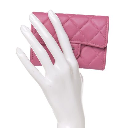 Chanel Lambskin Quilted Flap Card Holder Pink 2 of 9