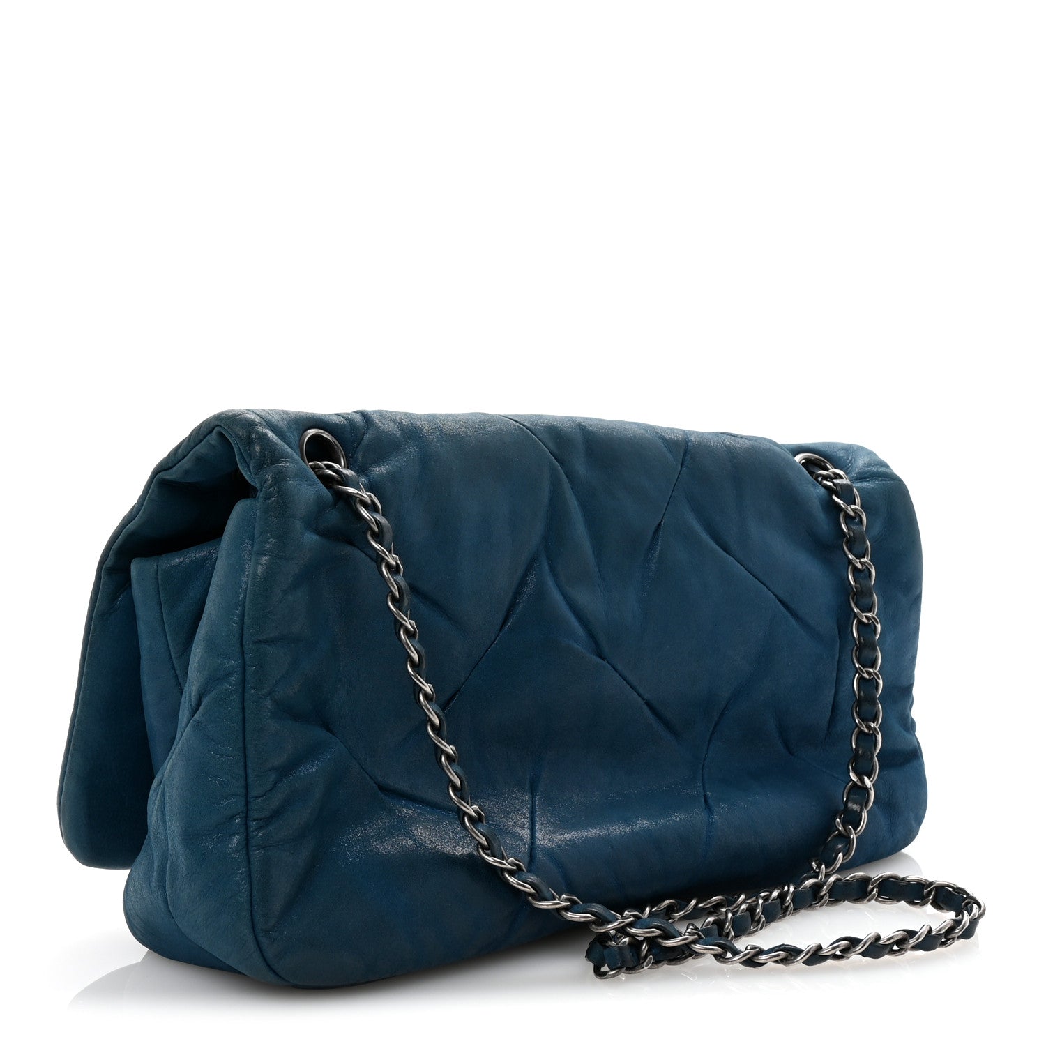 Chanel Iridescent Calfskin Glint Flap Blue 3 of 10