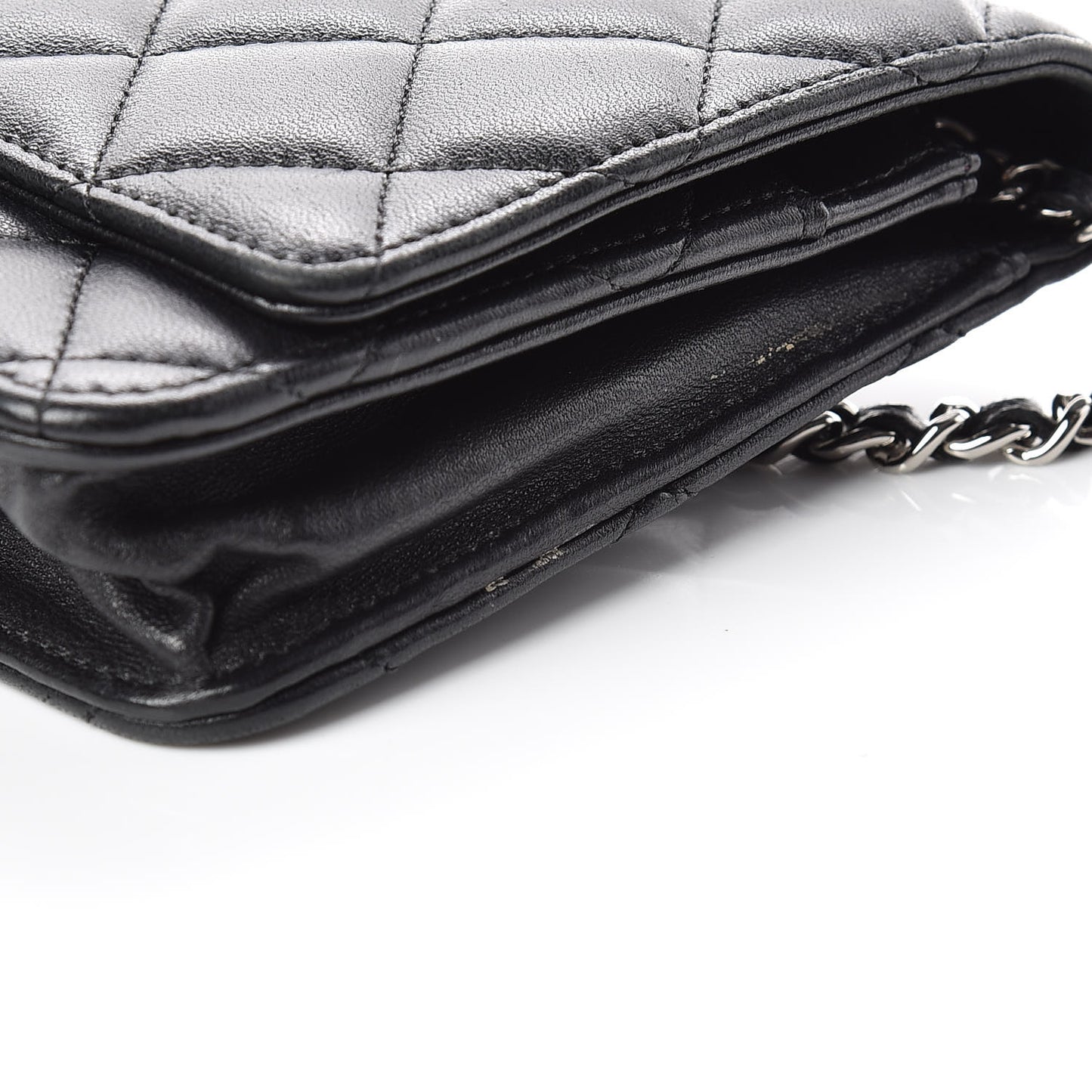 Lambskin Quilted Wallet On Chain WOC Black