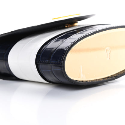 Chloe Calfskin Crocodile Embossed Small Aby Lock Full Blue 9 of 11