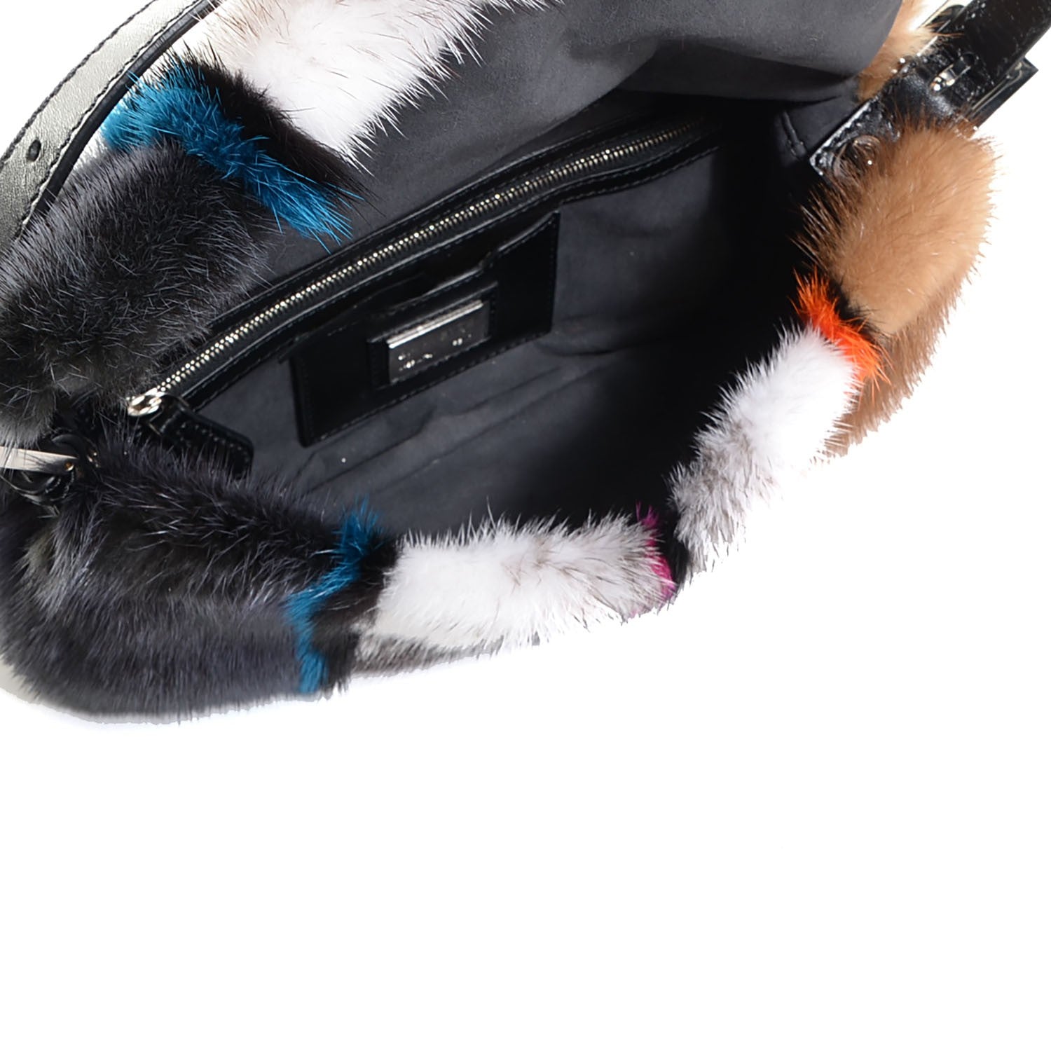 Fendi Mink Fur Striped Baguette Natural Multicolor 7 of 11