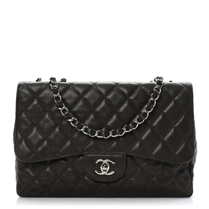 Chanel Caviar Quilted Jumbo Single Flap Dark Brown 1 of 9