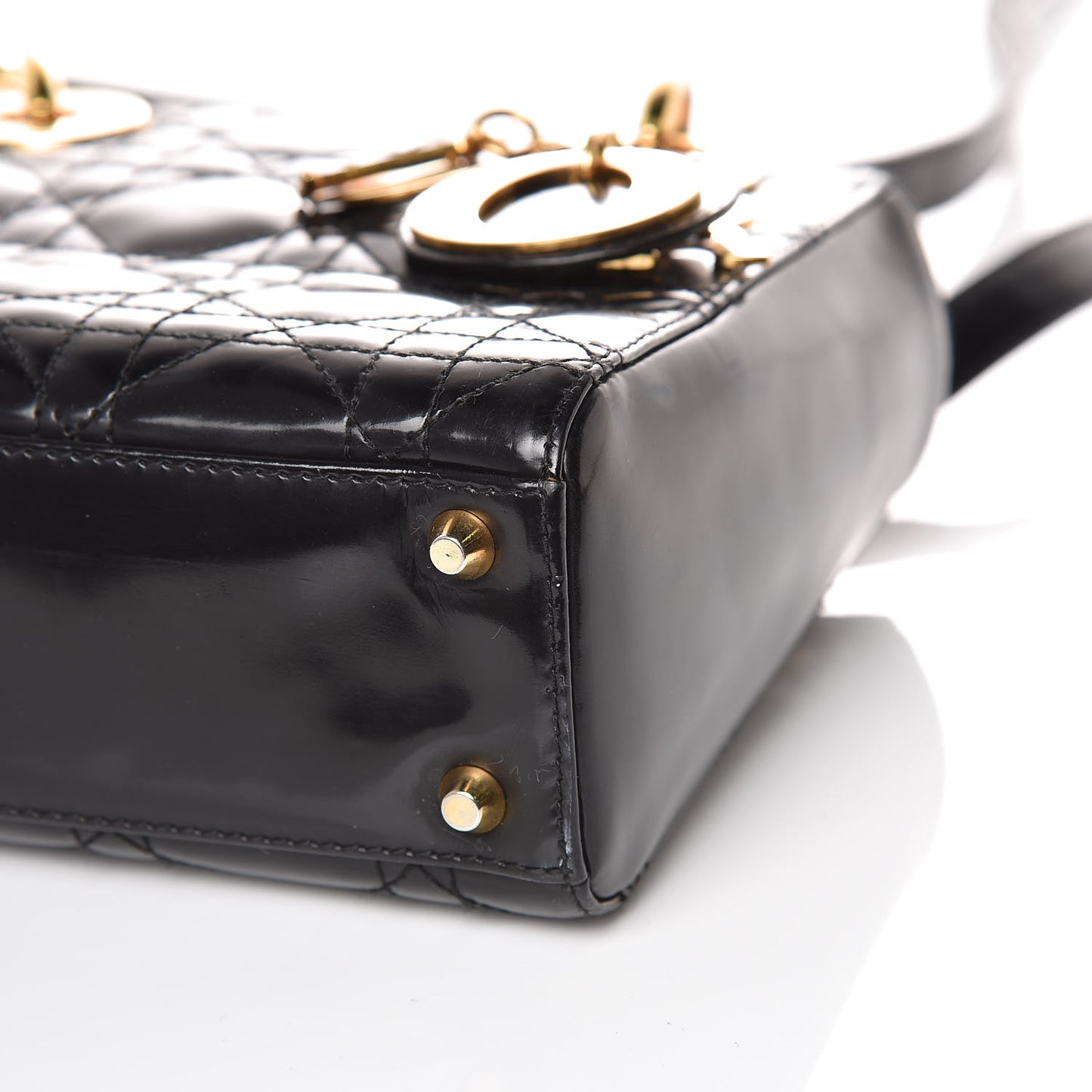 Patent Cannage Mini Lady Dior Black