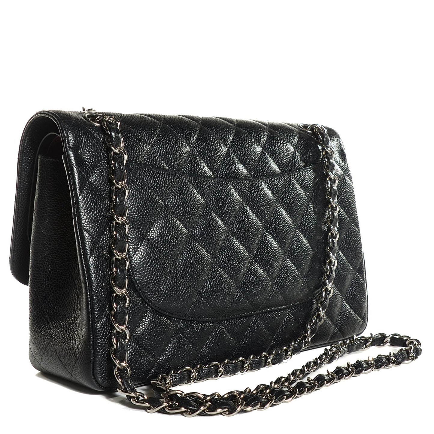 Caviar Quilted Jumbo Double Flap Black