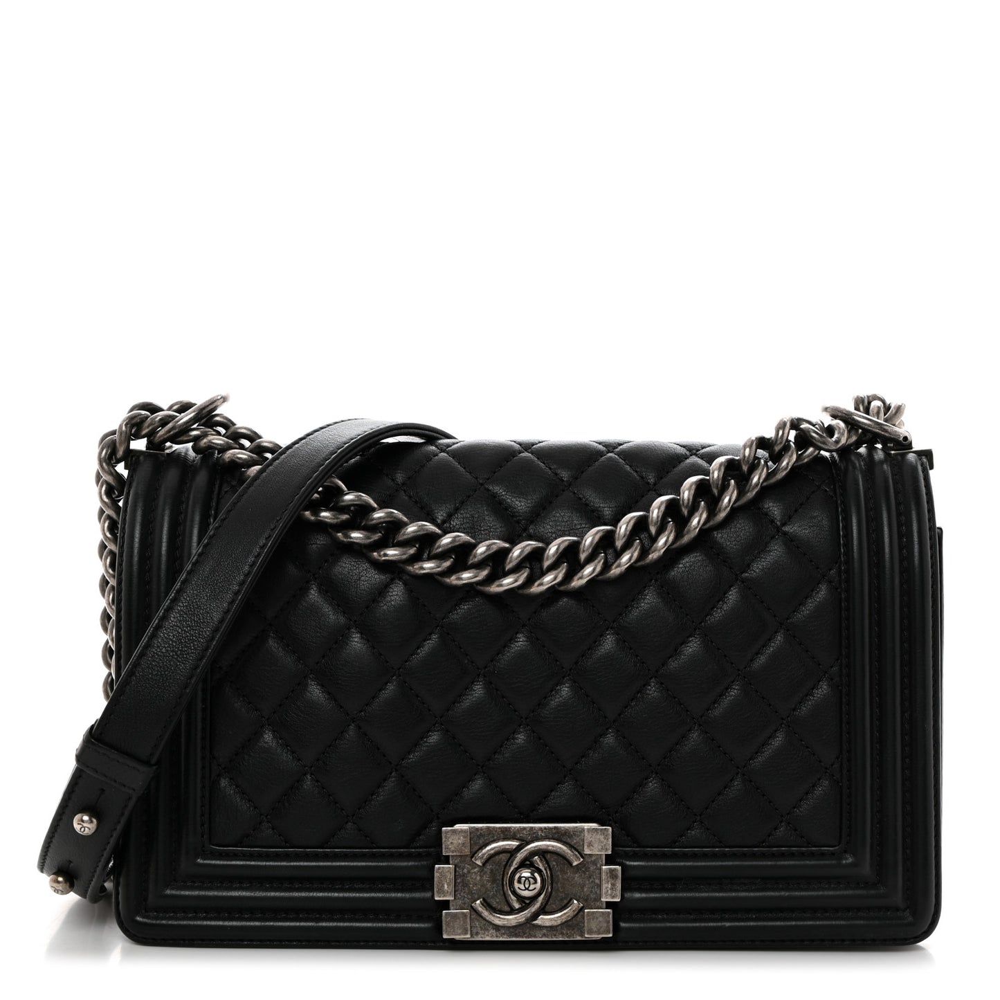 Calfskin Quilted Medium Boy Flap Black