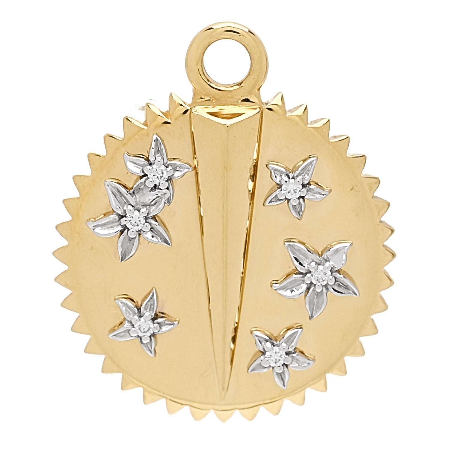 Foundrae 18K Yellow Gold Diamond Baby Resilience Medallion Pendant 1 of 3