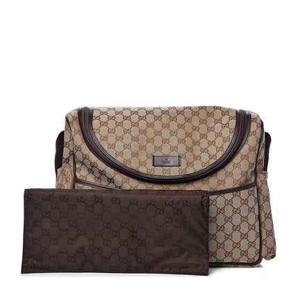 Gucci Monogram Natural Pigskin Large Diaper Bag Beige Ebony Cocoa Dark Chocolate 3 of 14