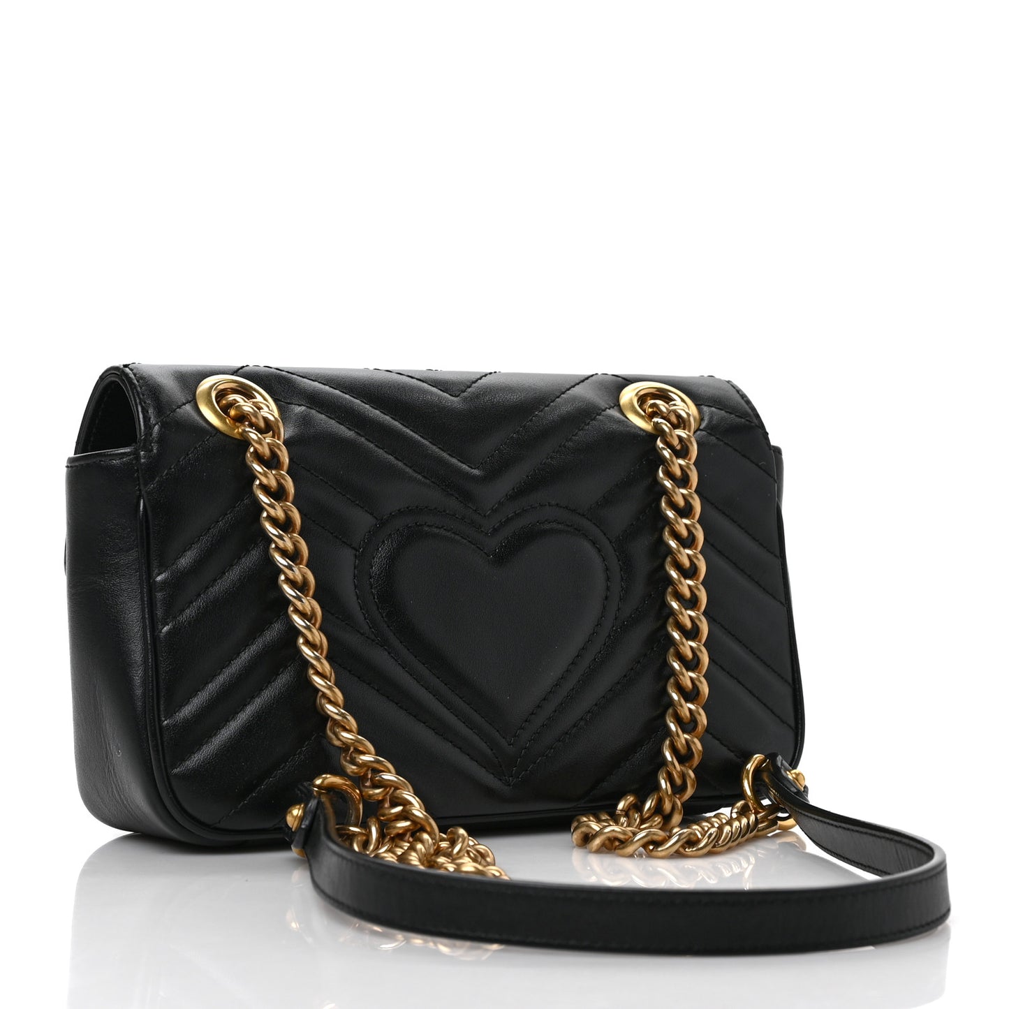 Calfskin Matelasse Mini GG Marmont Shoulder Bag Black