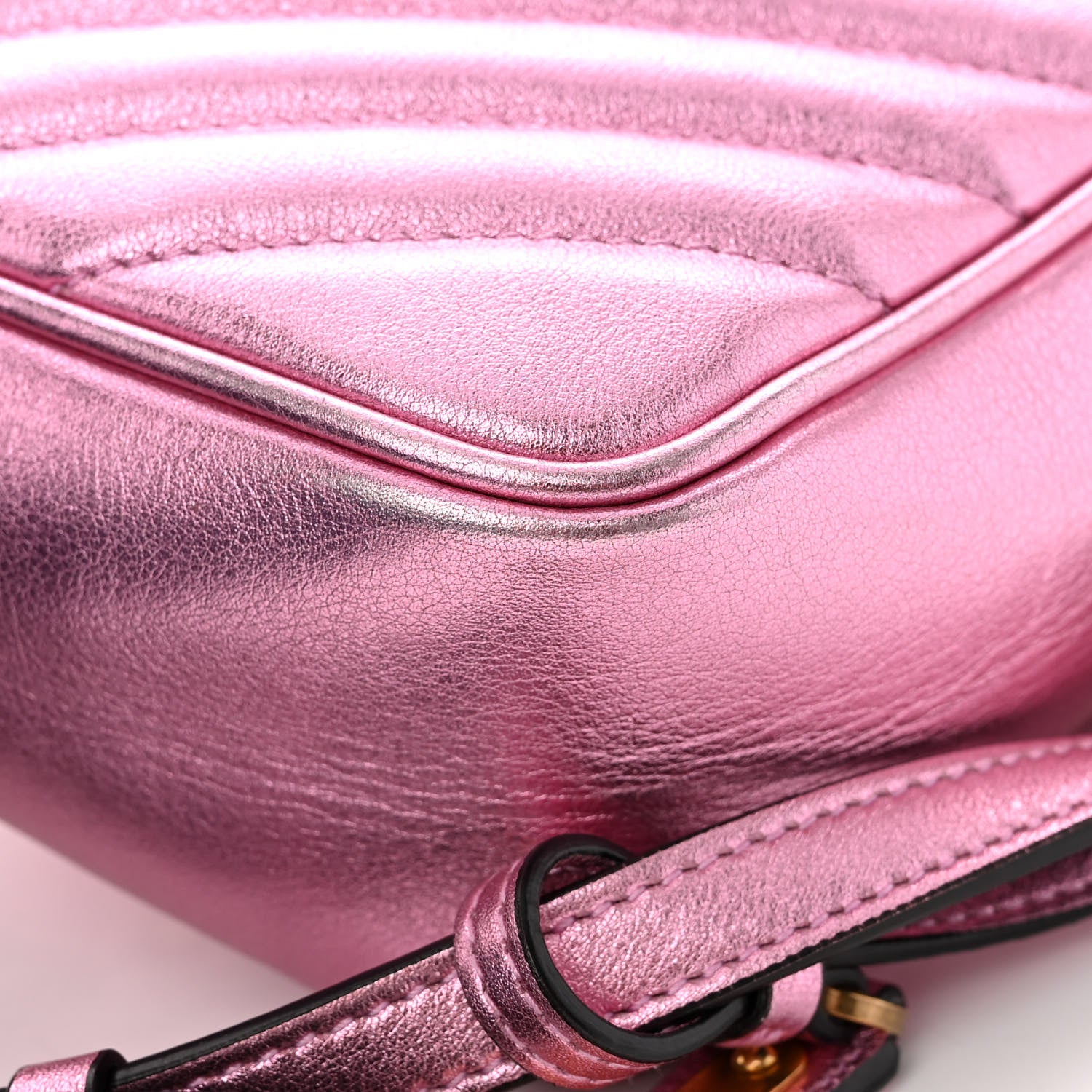 Saint Laurent Metallic Calfskin Matelasse Monogram Lou Camera Bag Vegas Pink 11 of 11