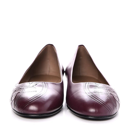Hermes Glossy Calfskin Neuilly Ballerina Flats 37 Bordeaux 2 of 9