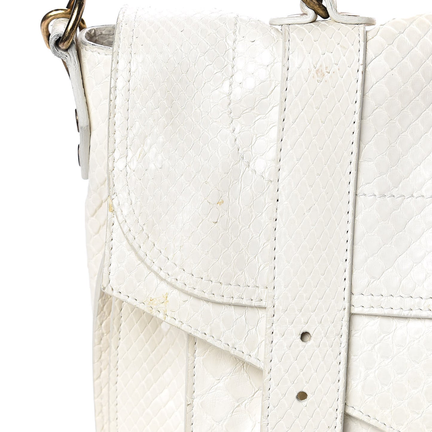 Snakeskin Calfskin Embossed Medium PS1 Satchel White