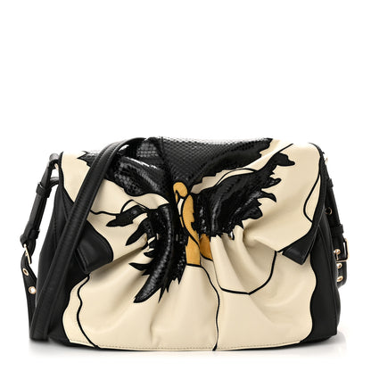Valentino Garavani Lambskin Snakeskin Bloomy Crossbody Bag Black 1 of 12
