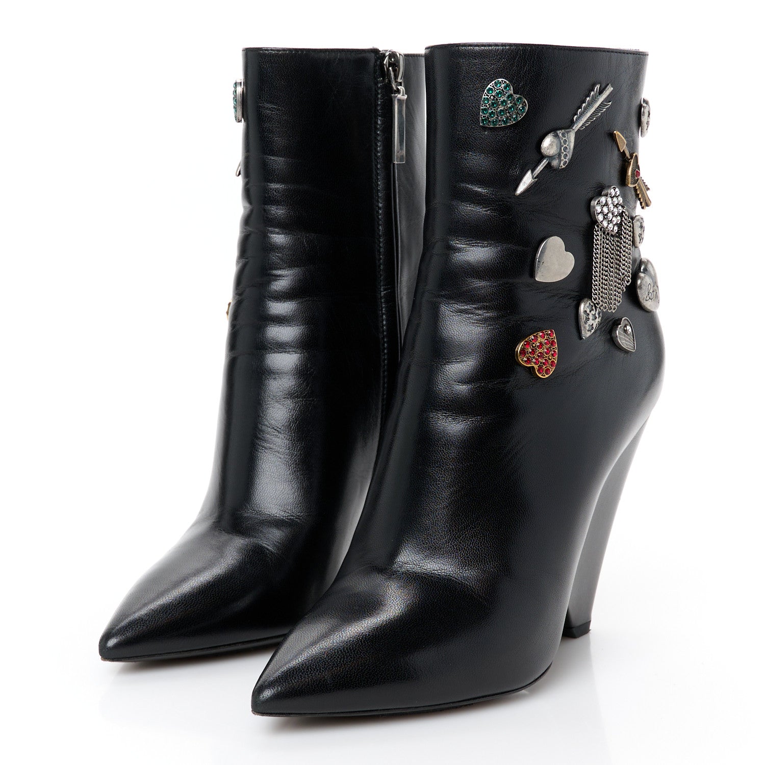 Saint Laurent Lambskin Niki 105 Pin Booties 36 Black 4 of 10