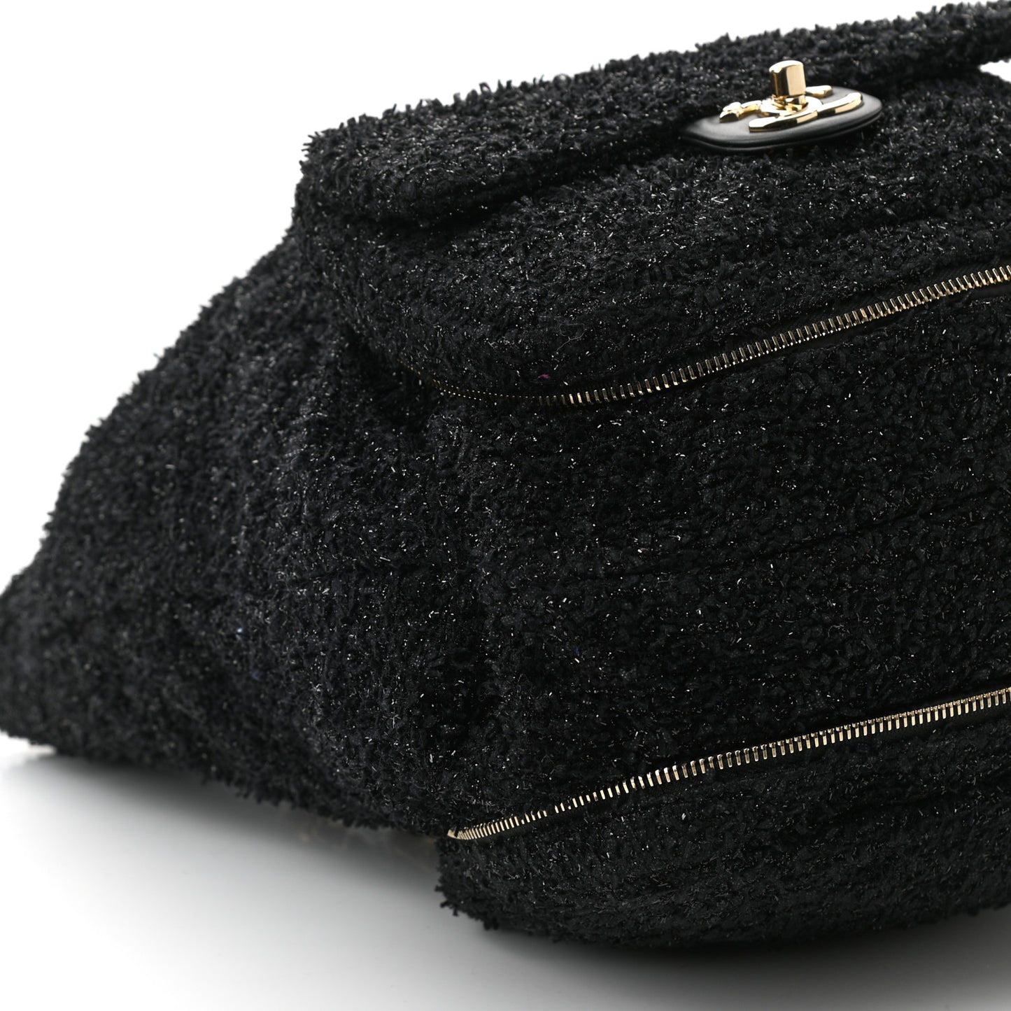 Tweed Coco Beach Convertible Flap Tote Black