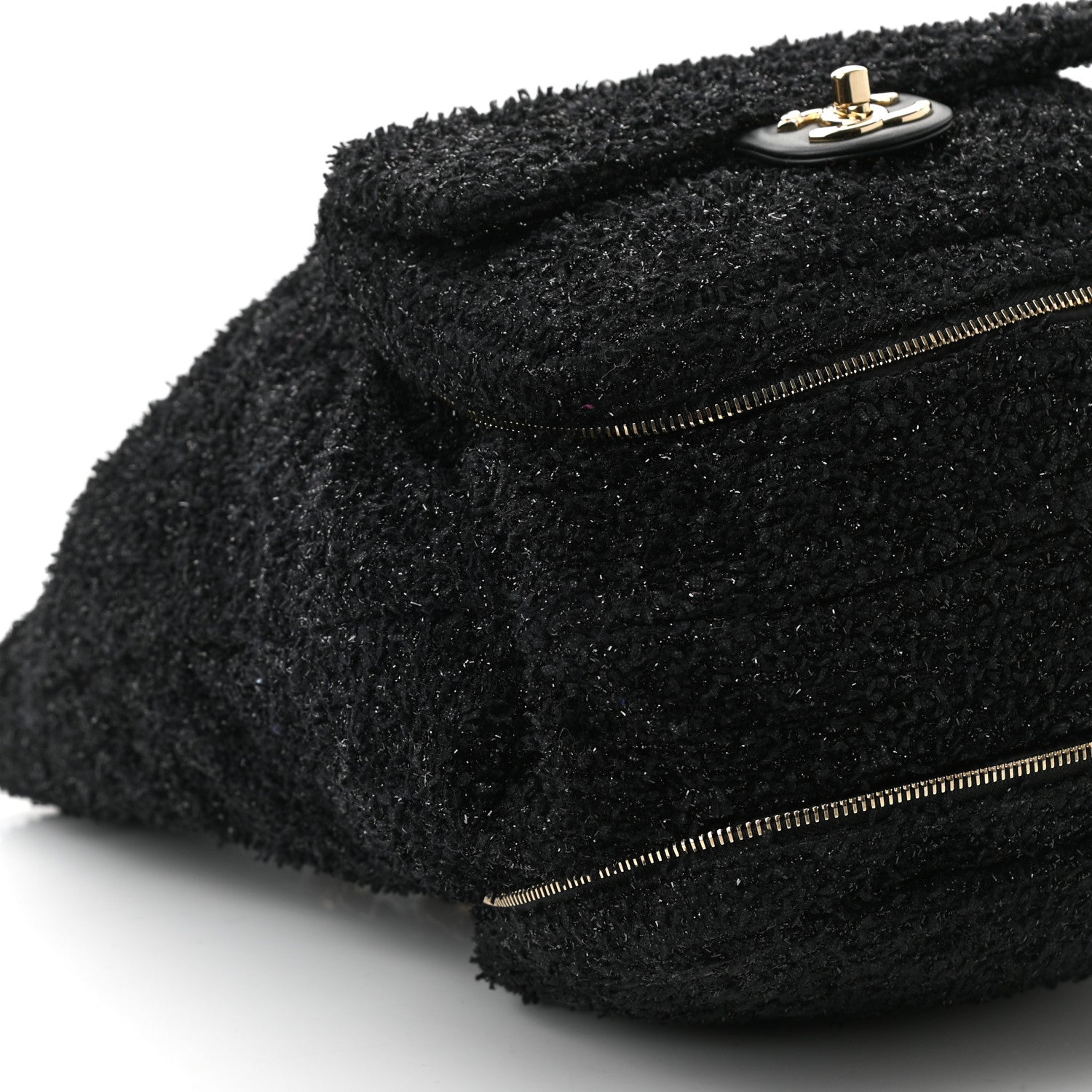 Chanel Tweed Coco Beach Convertible Flap Tote Black 10 of 11