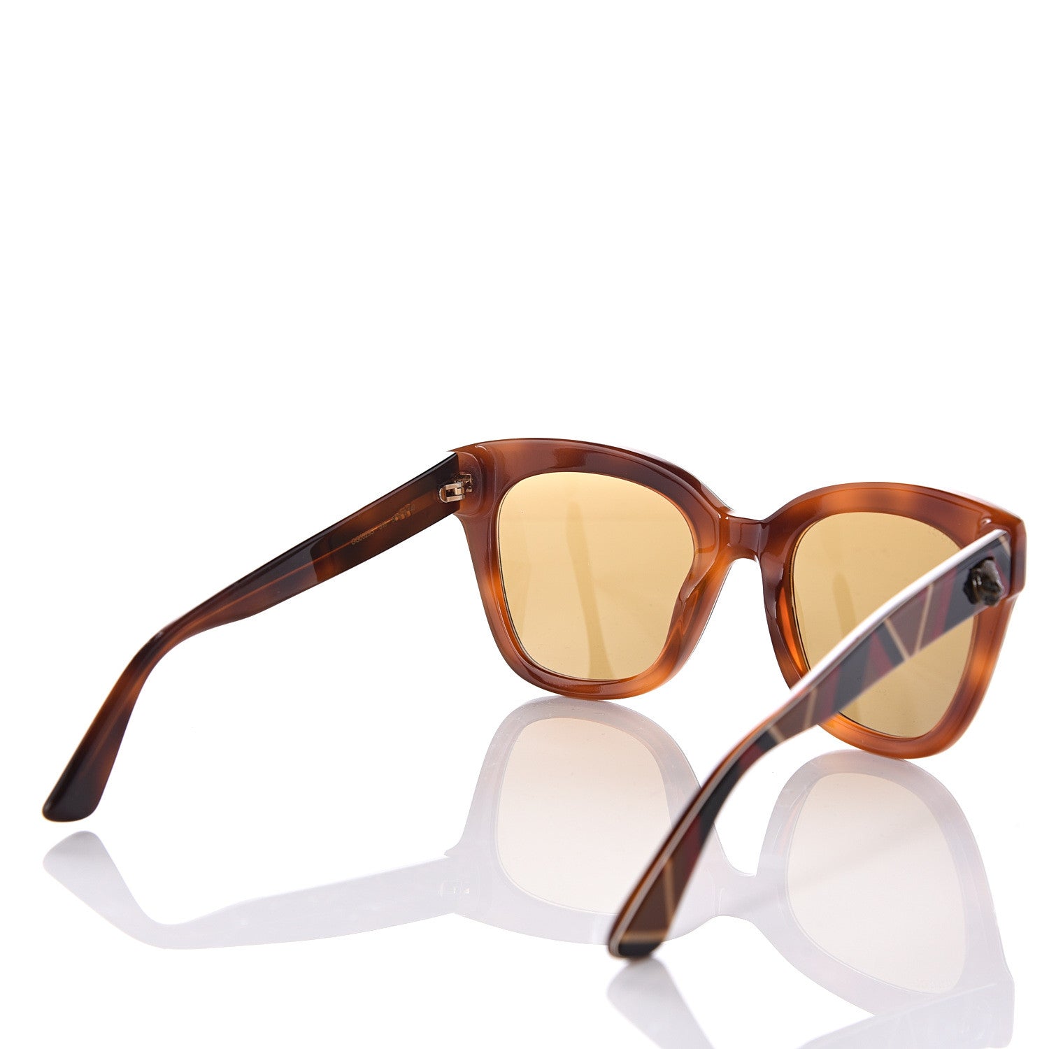 Gucci Acetate Square Frame Chevron Sunglasses GG0029S Mustard Blue 4 of 7