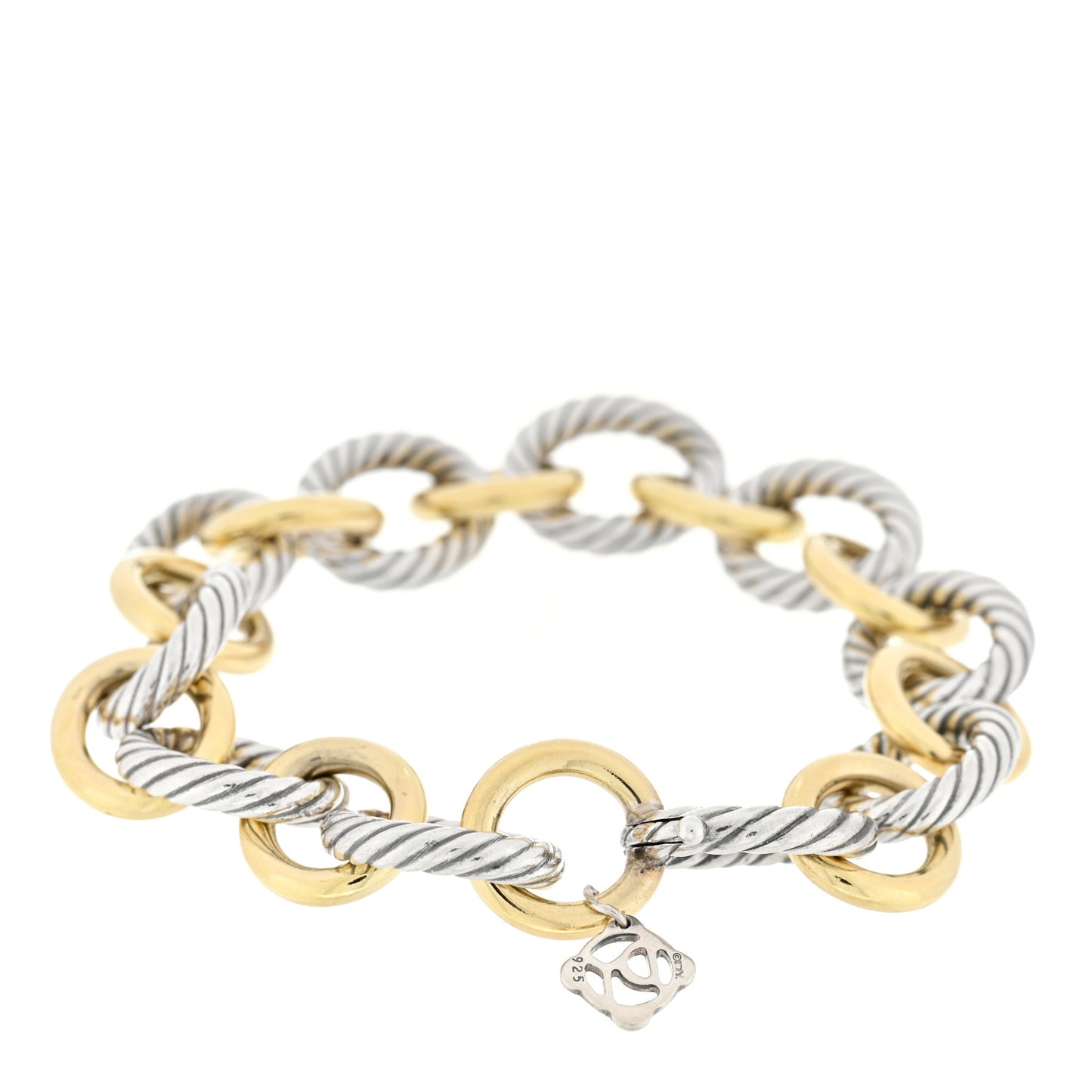 Sterling Silver 18K Yellow Gold 12mm Large Oval Link Bracelet