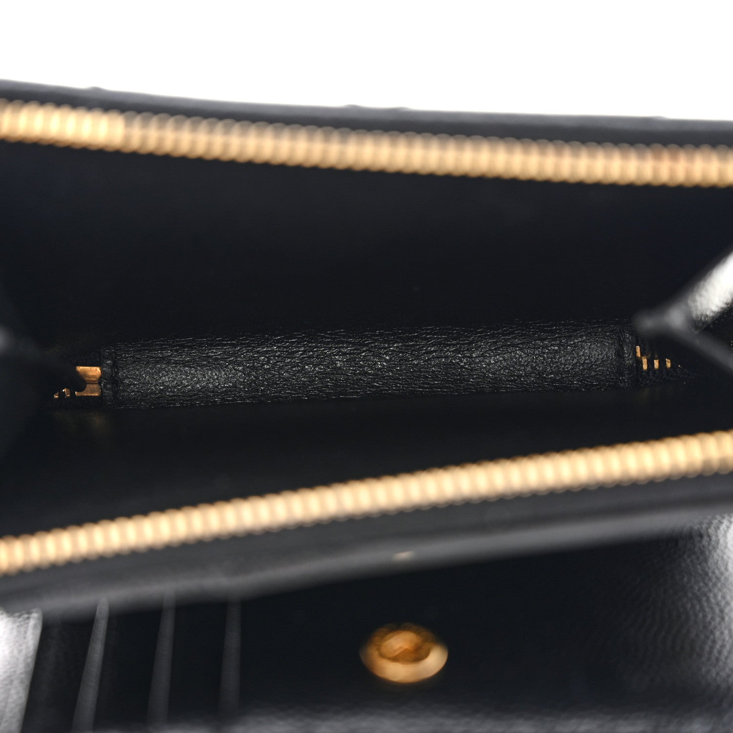 Saint Laurent Grain De Poudre Matelasse Chevron Monogram Compact Zip Around Wallet Black 6 of 11