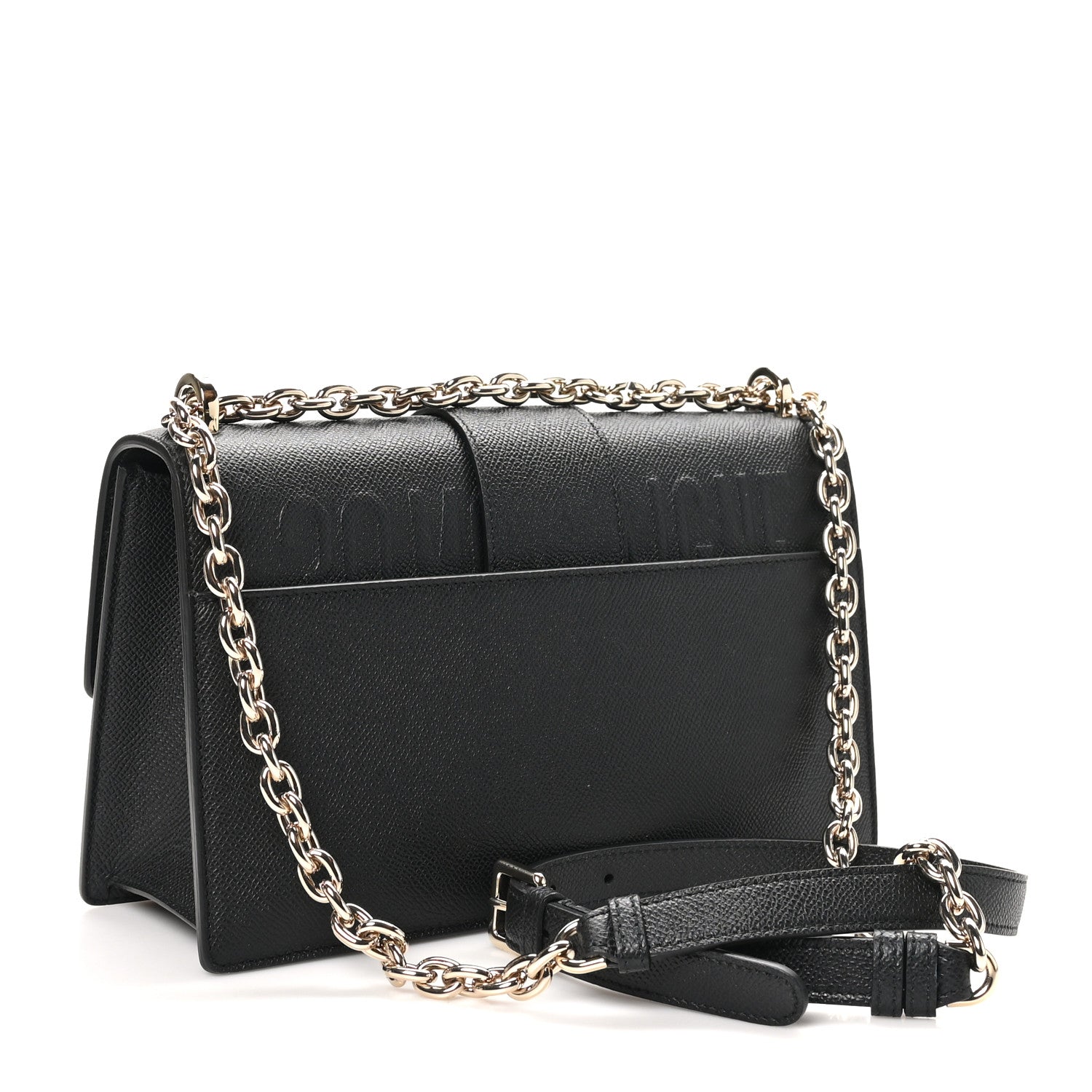 Christian Dior Grained Calfskin Embossed 30 Montaigne Chain Flap Bag Black 3 of 10