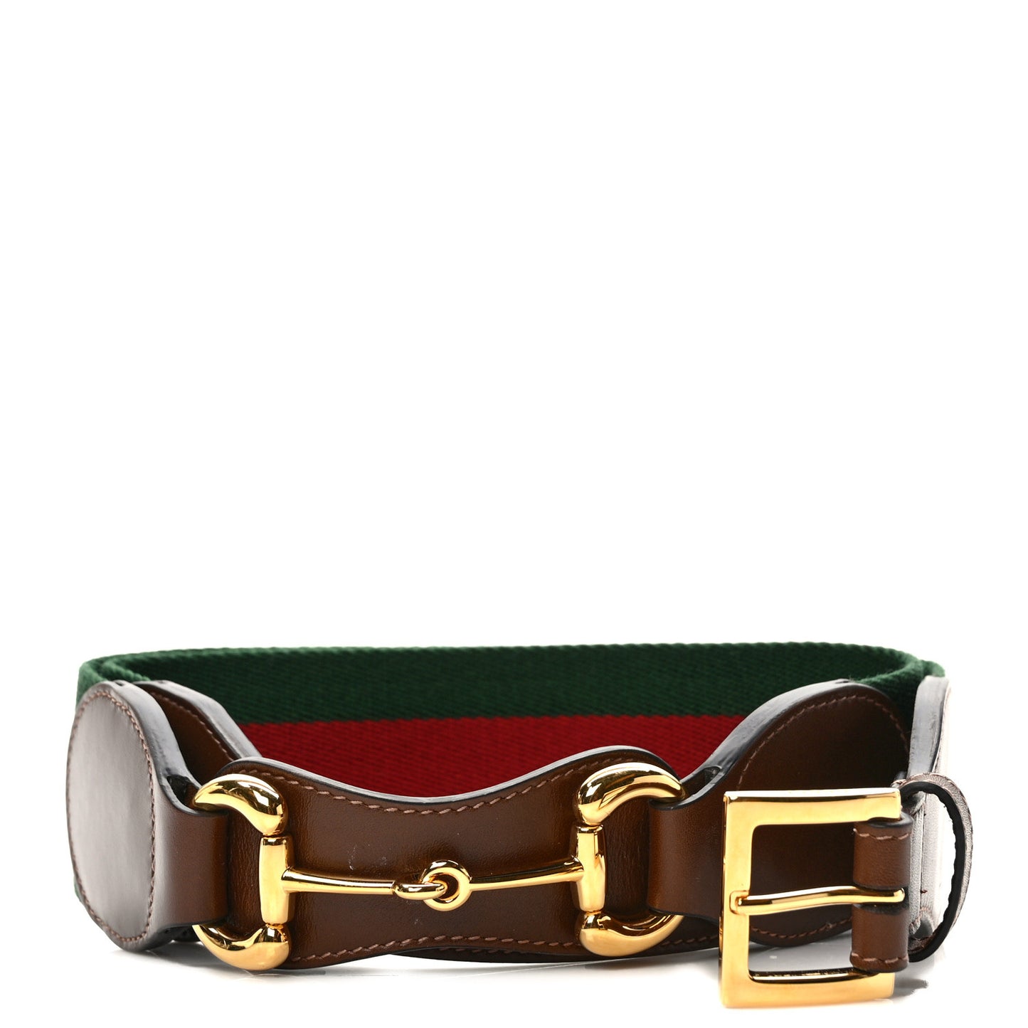 Efesto Calfskin Web Horsebit 50/25mm Belt 85 34 Green Red Brown Sugar