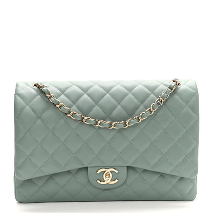 Chanel Caviar Quilted Maxi Double Flap Dark Green 1 of 9