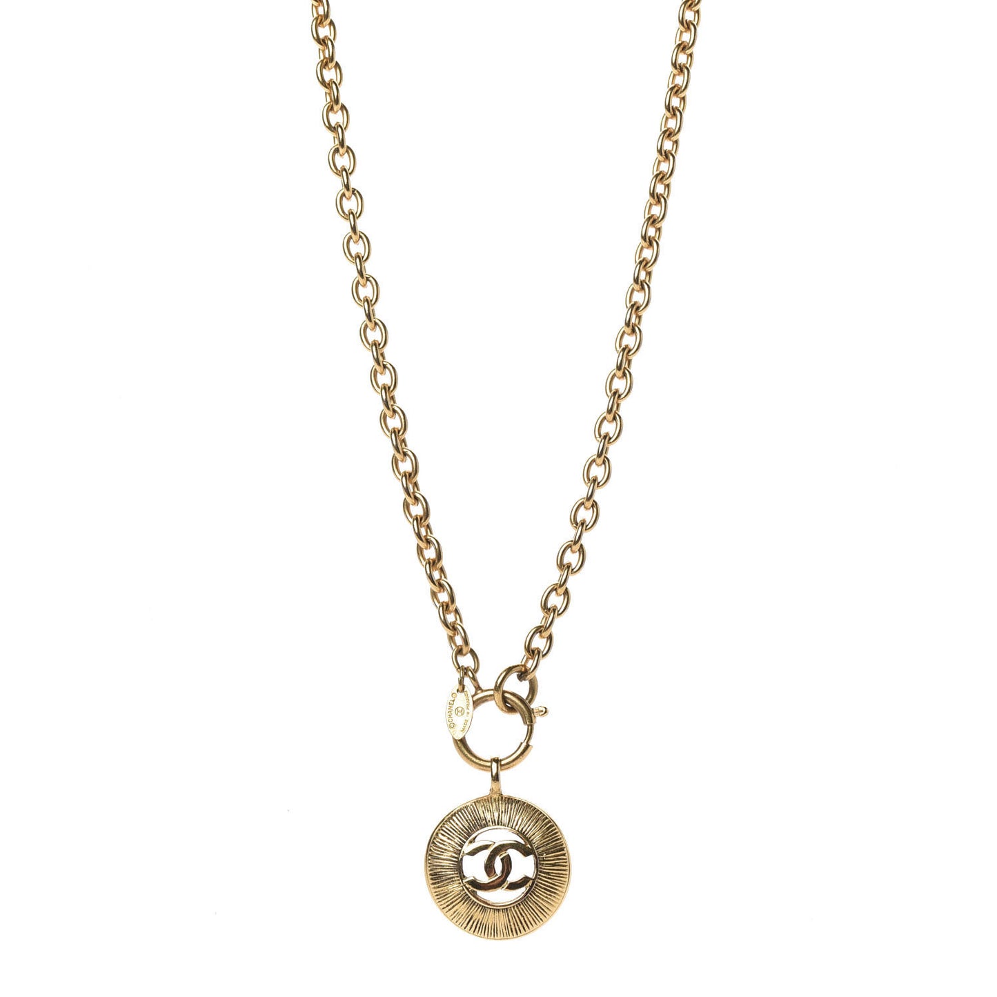 CC Medallion Chain Necklace Gold