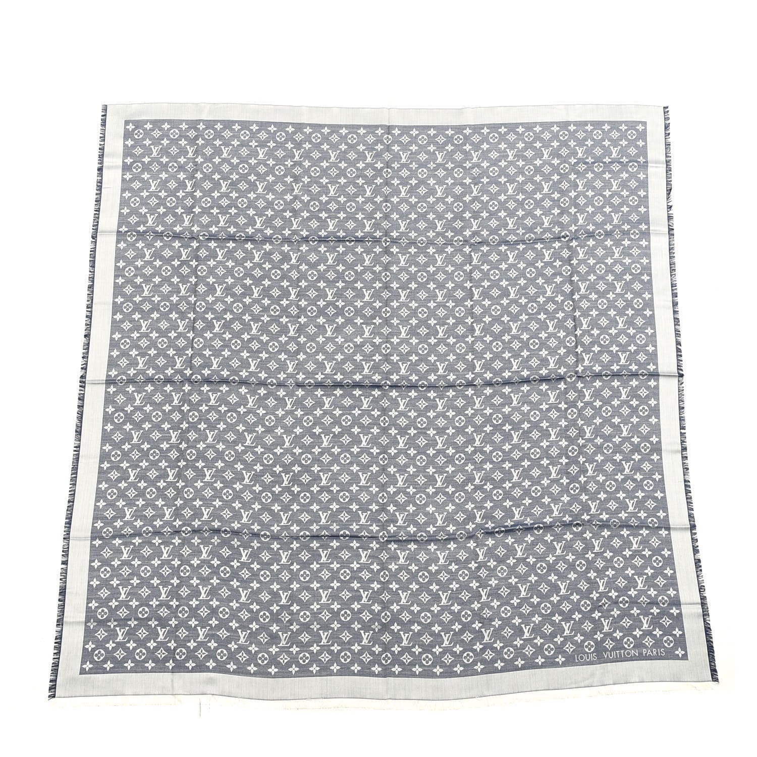 Louis Vuitton Silk Wool Monogram Denim Shawl Blue 1 of 3