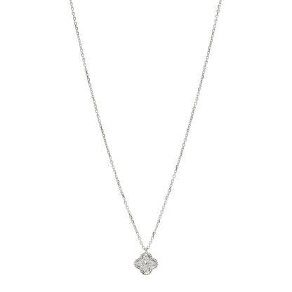 Van Cleef & Arpels 18K White Gold Diamond Sweet Alhambra Pendant Necklace 1 of 7