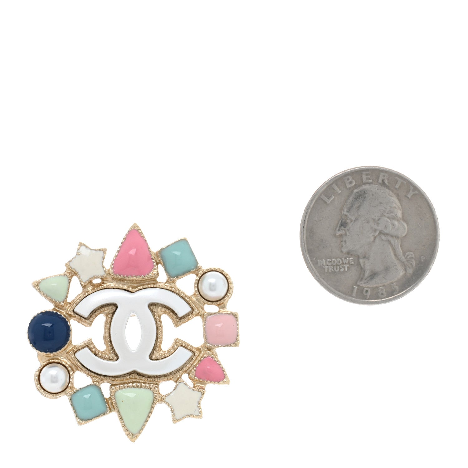 Chanel Pearl Gripiox CC Brooch Multicolor Gold 2 of 4