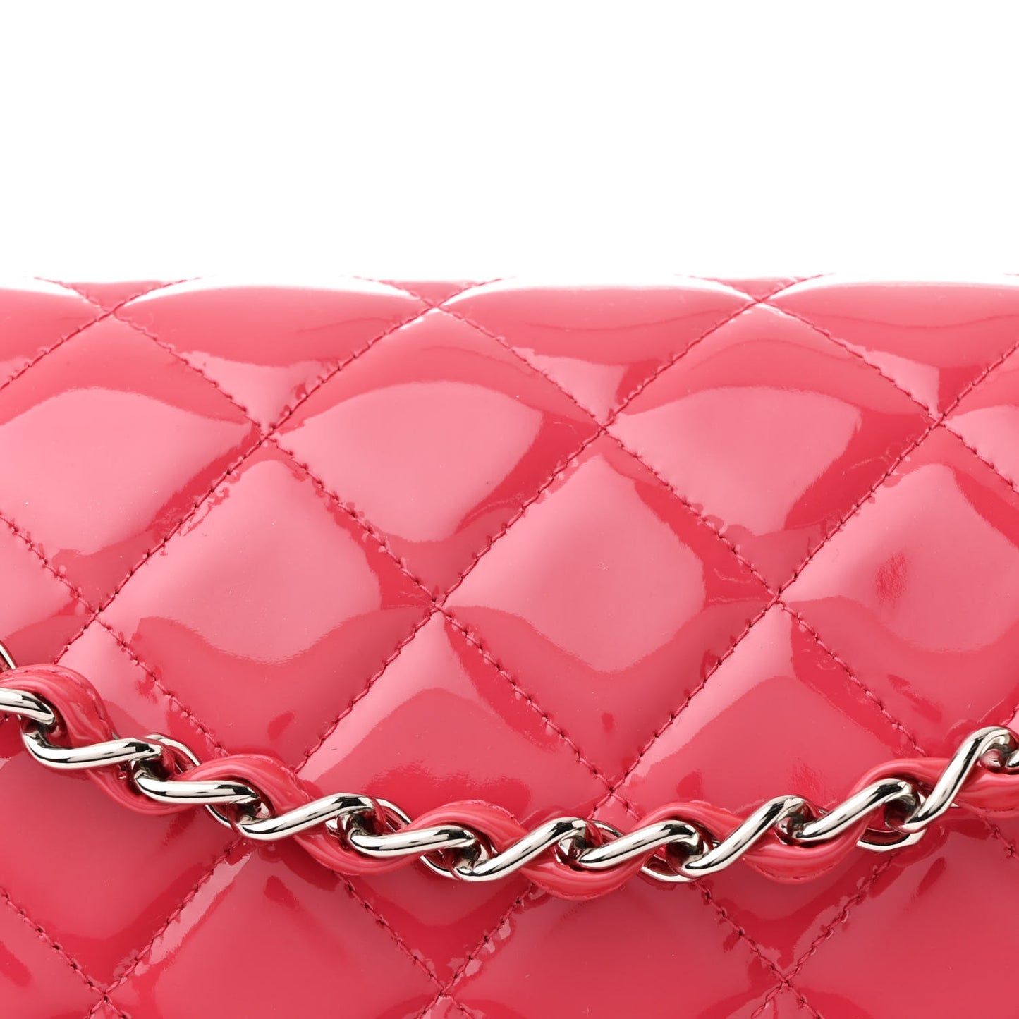 Patent Maxi Quilted Double Flap Dark Pink