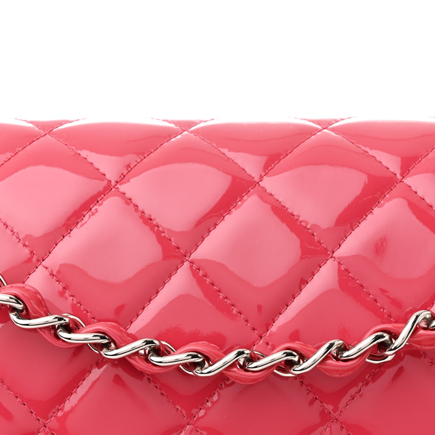 Chanel Patent Maxi Quilted Double Flap Dark Pink 8 of 11