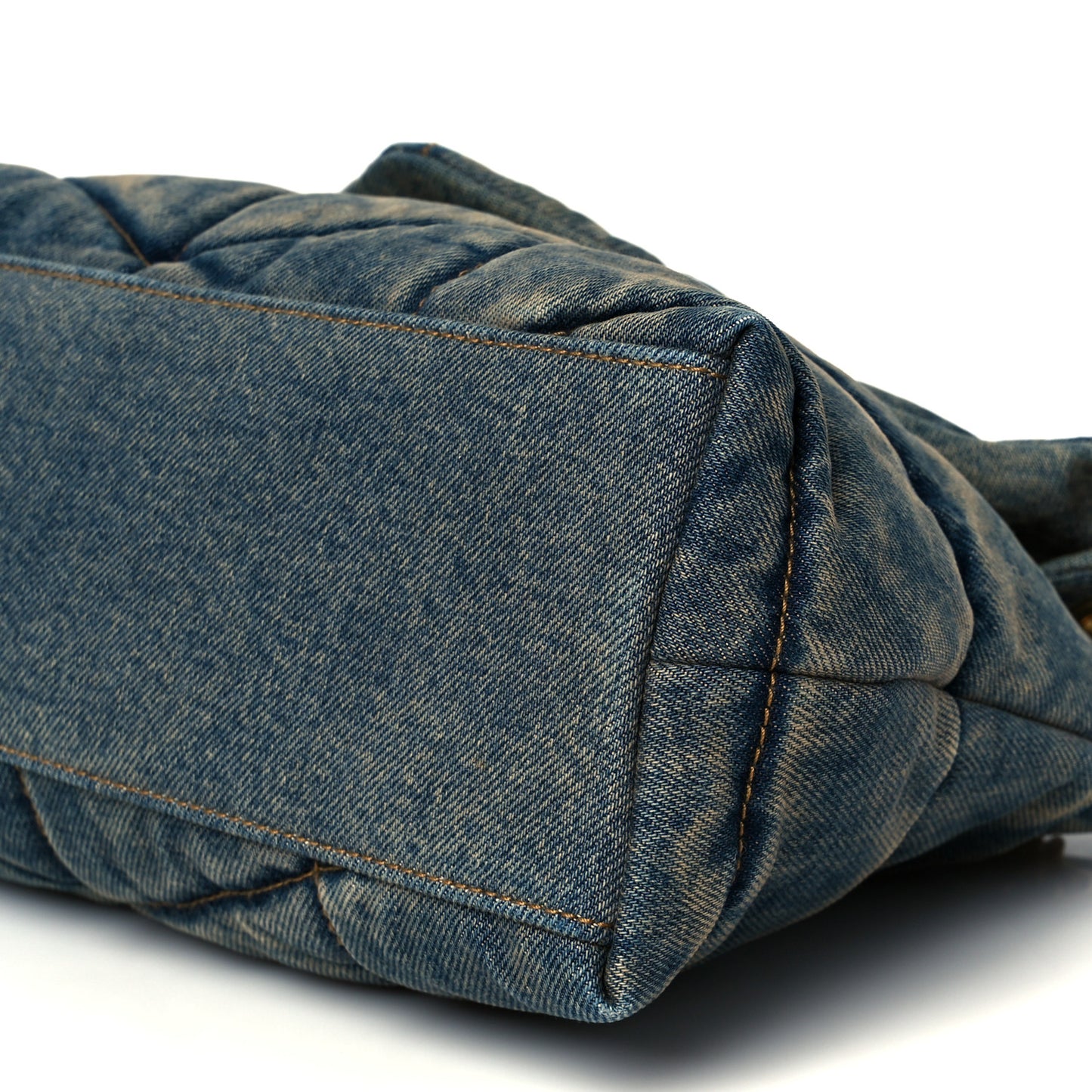 Denim Quilted Small Loulou Puffer Monogram Chain Satchel Blue Cinnamon