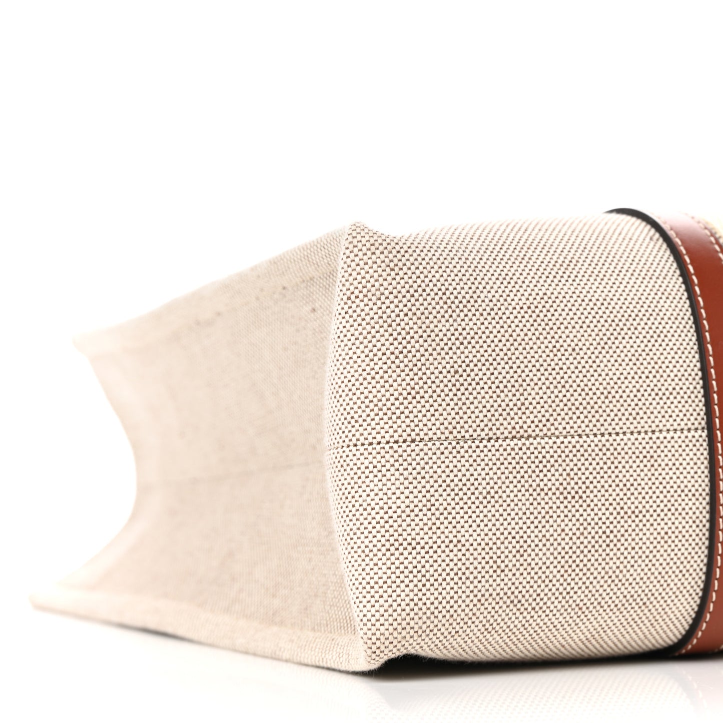 Cotton Calfskin Large Woody Ribbon Tote White Brown