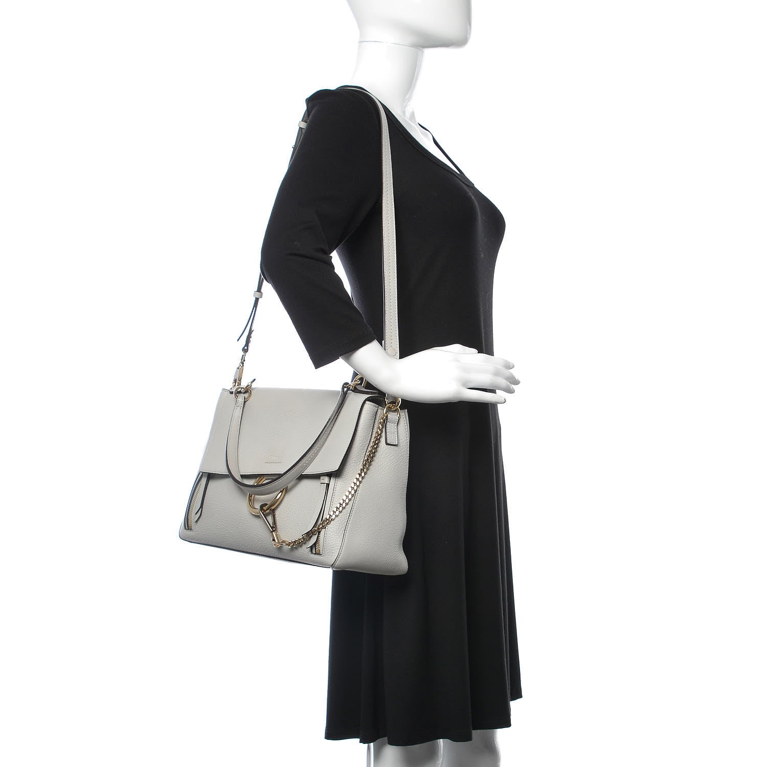 Chloe Calfskin Medium Faye Day Shoulder Bag Airy Grey 2 of 13