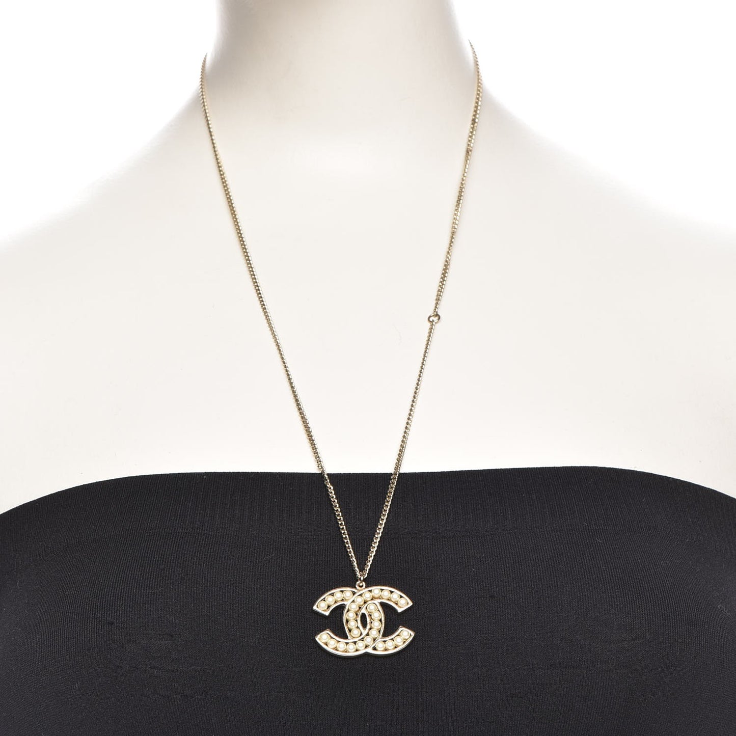 Pearl CC Pendant Necklace Gold