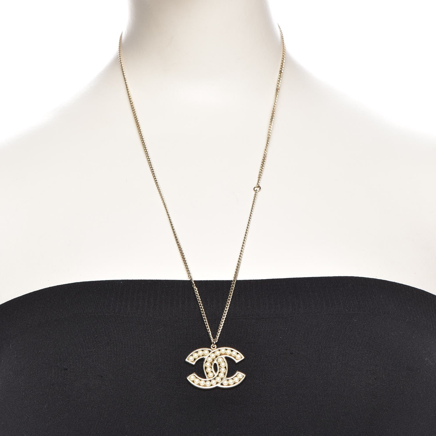 Chanel Pearl CC Pendant Necklace Gold 2 of 8