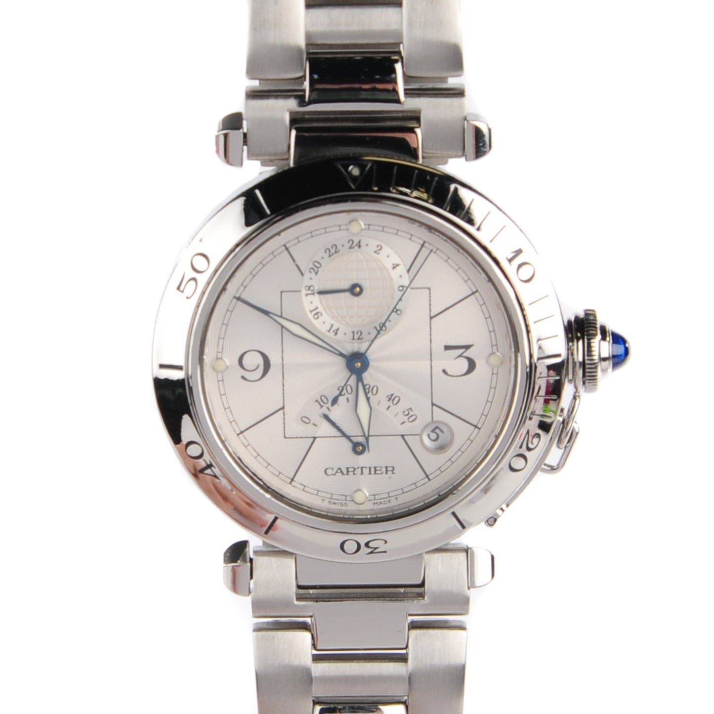 Stainless Steel 38mm Pasha C GMT Chronograph Automatic Watch