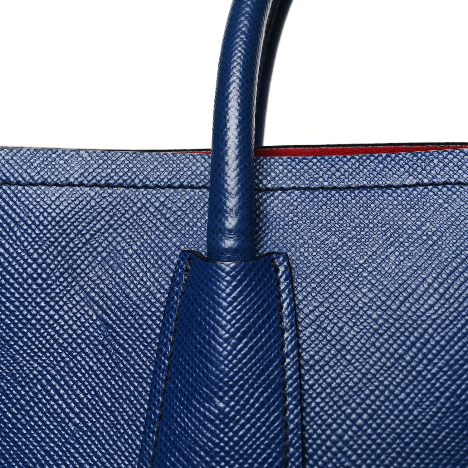 Prada Saffiano Cuir Medium Double Bag Bleuette Rosso 15 of 15