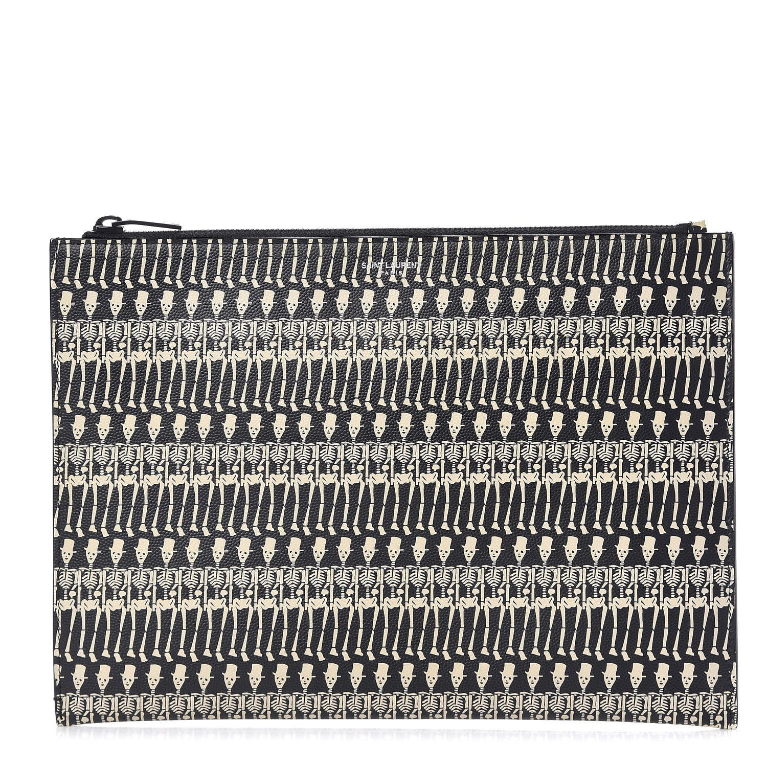 Saint Laurent Grain de Poudre Skeleton Print Zipped Tablet Holder Black 1 of 8