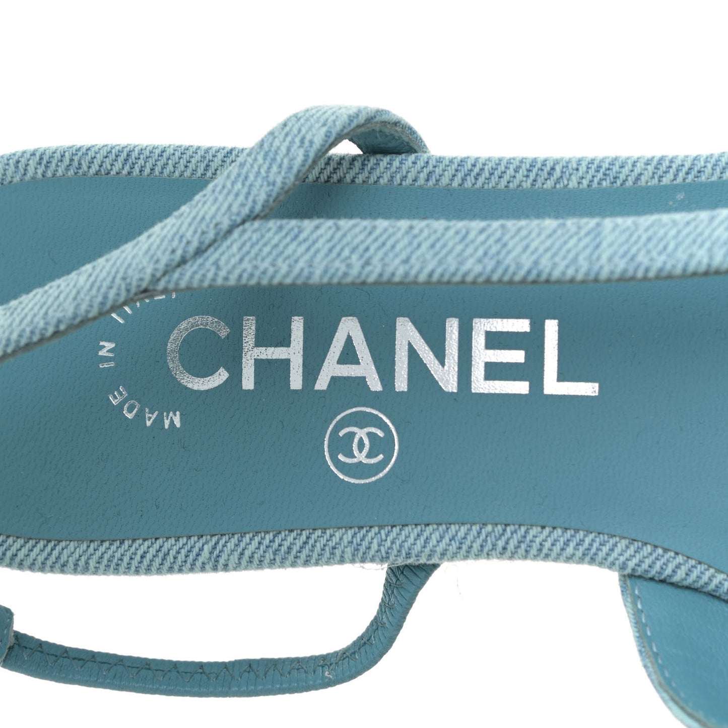 Denim Cap Toe CC Slingback Flats 36 Blue