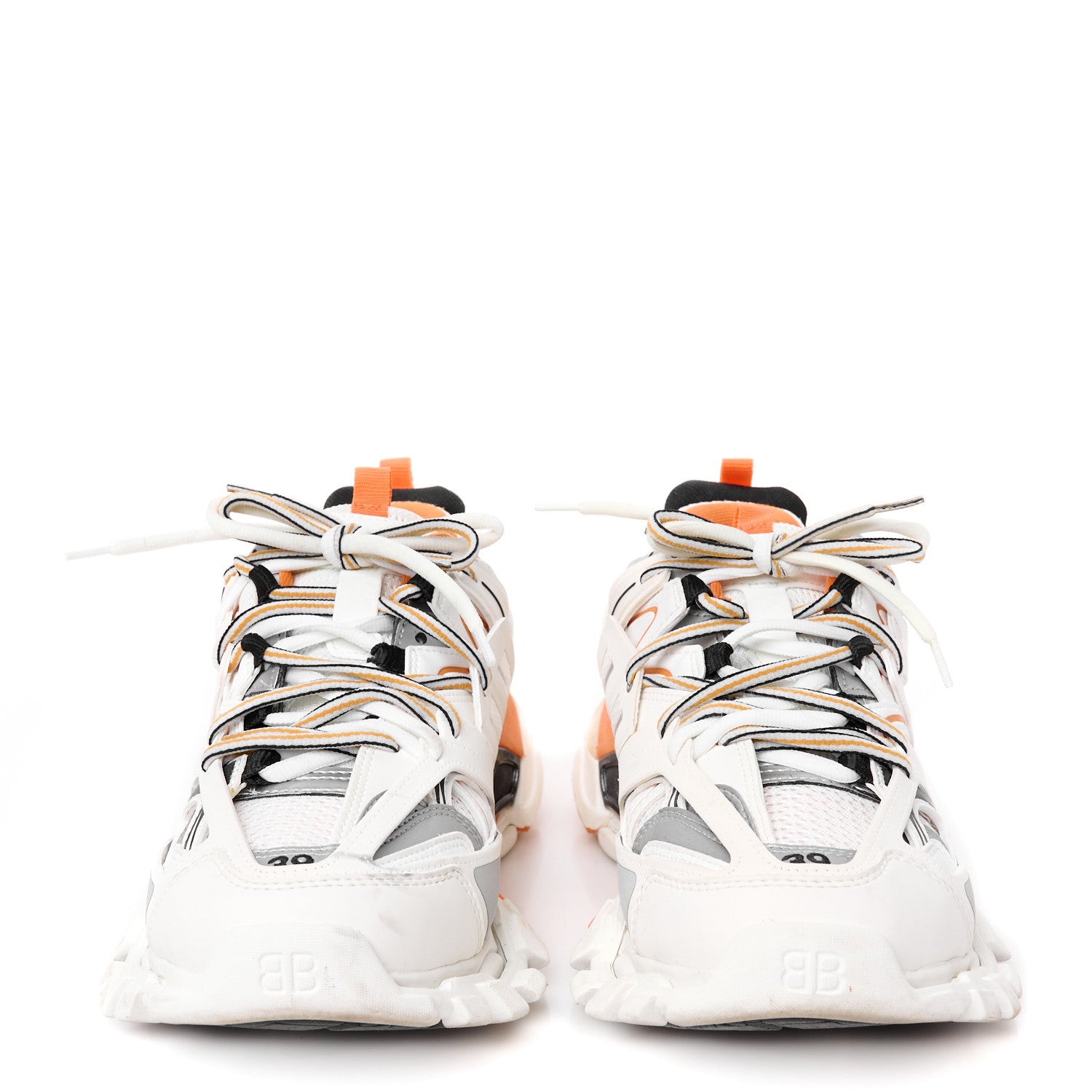 Balenciaga Rubber Mesh Fabric Recycled Sole Womens Track Sneakers 39 White Orange 3 of 10
