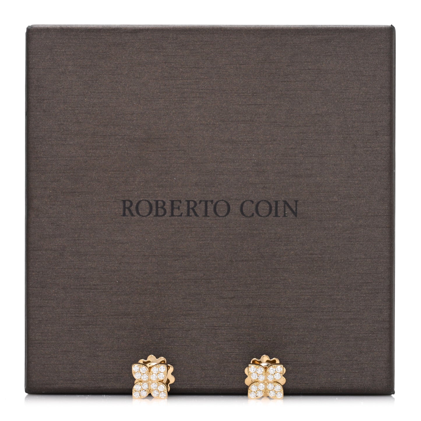 18K Yellow Gold Diamond Medium Love in Verona Flower Stud Earrings