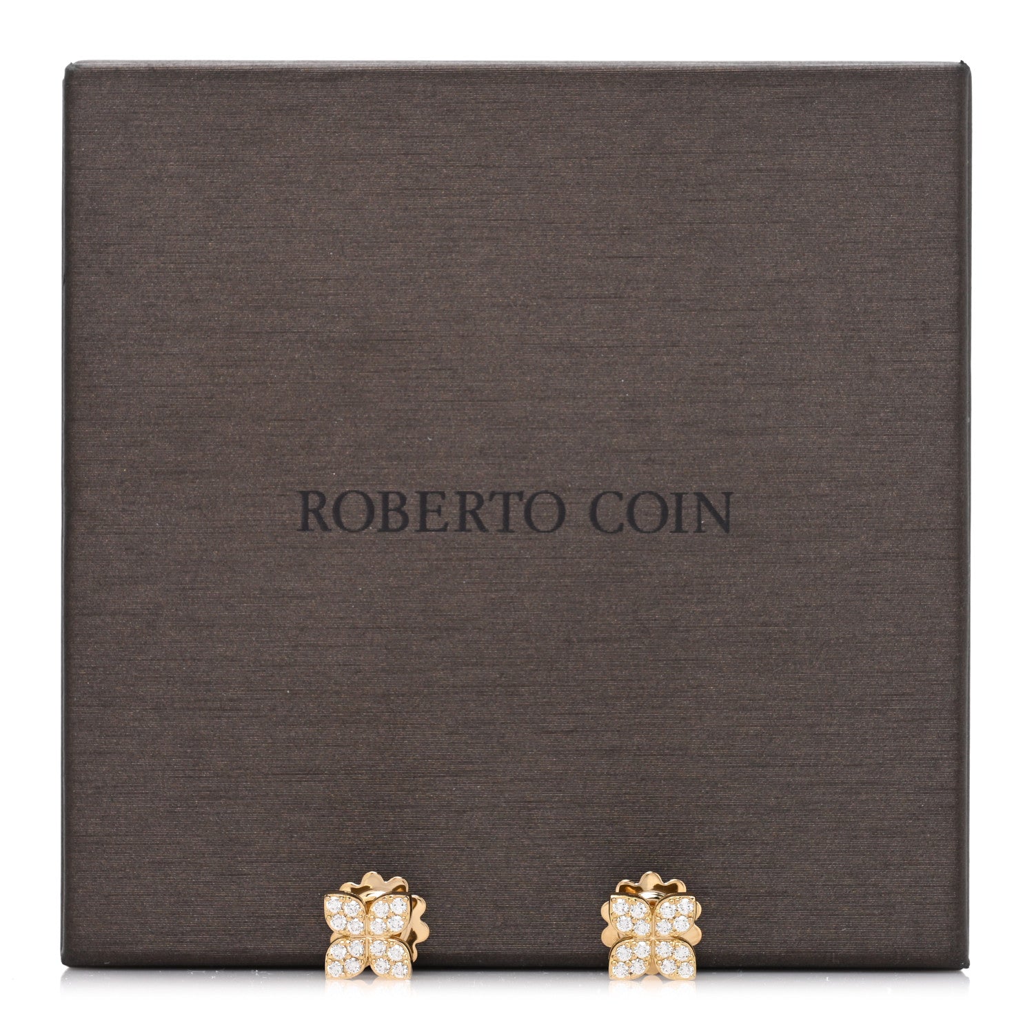 Roberto Coin 18K Yellow Gold Diamond Medium Love in Verona Flower Stud Earrings 5 of 5