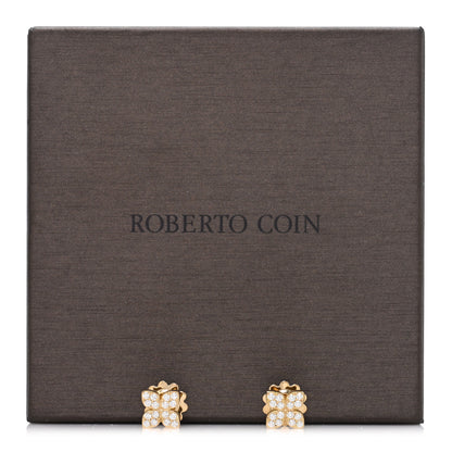 Roberto Coin 18K Yellow Gold Diamond Medium Love in Verona Flower Stud Earrings 5 of 5