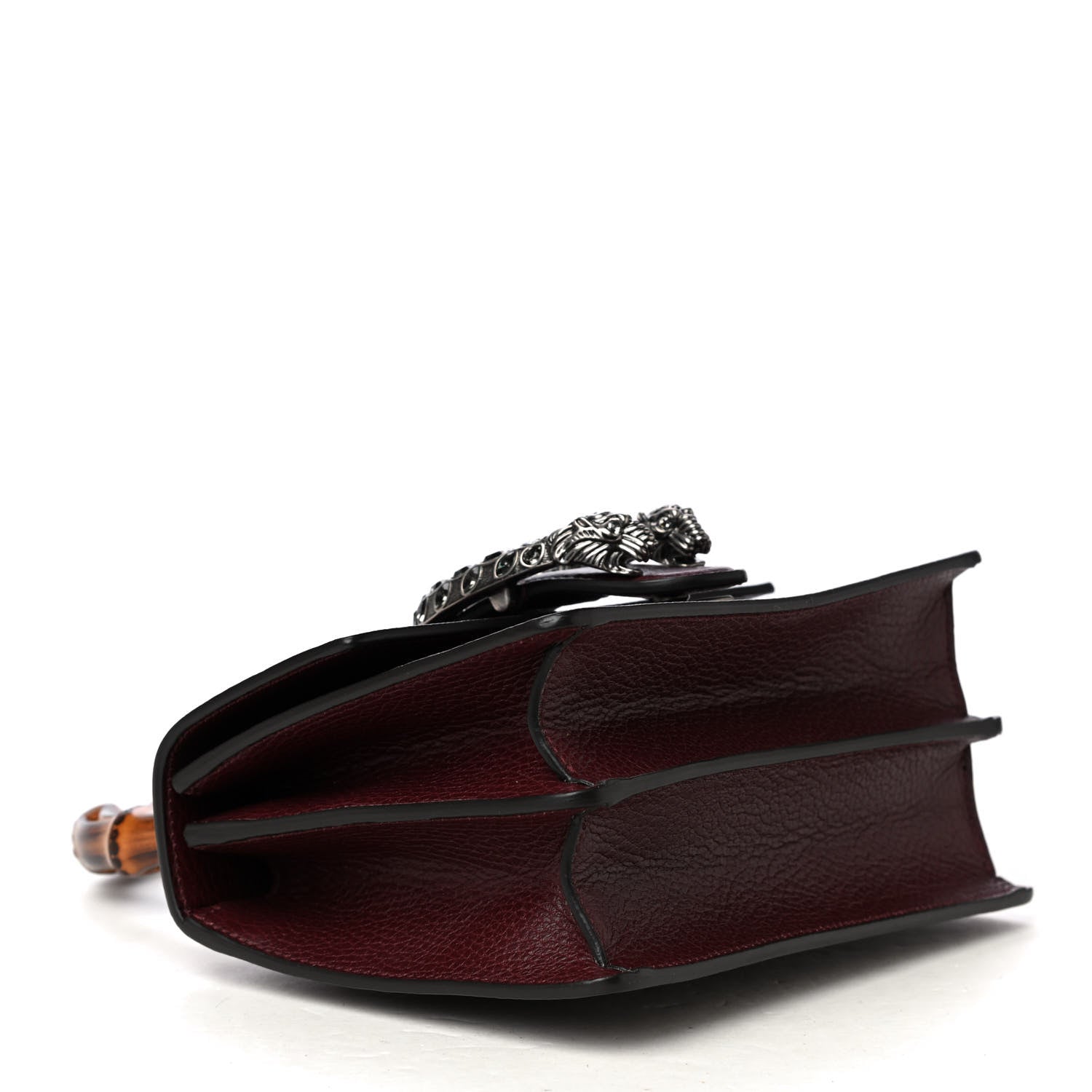 Gucci Dollar Calfskin Crystal Web Mini Dionysus Bamboo Top Handle Bag Vintage Bordeaux Black Diamond 3 of 6