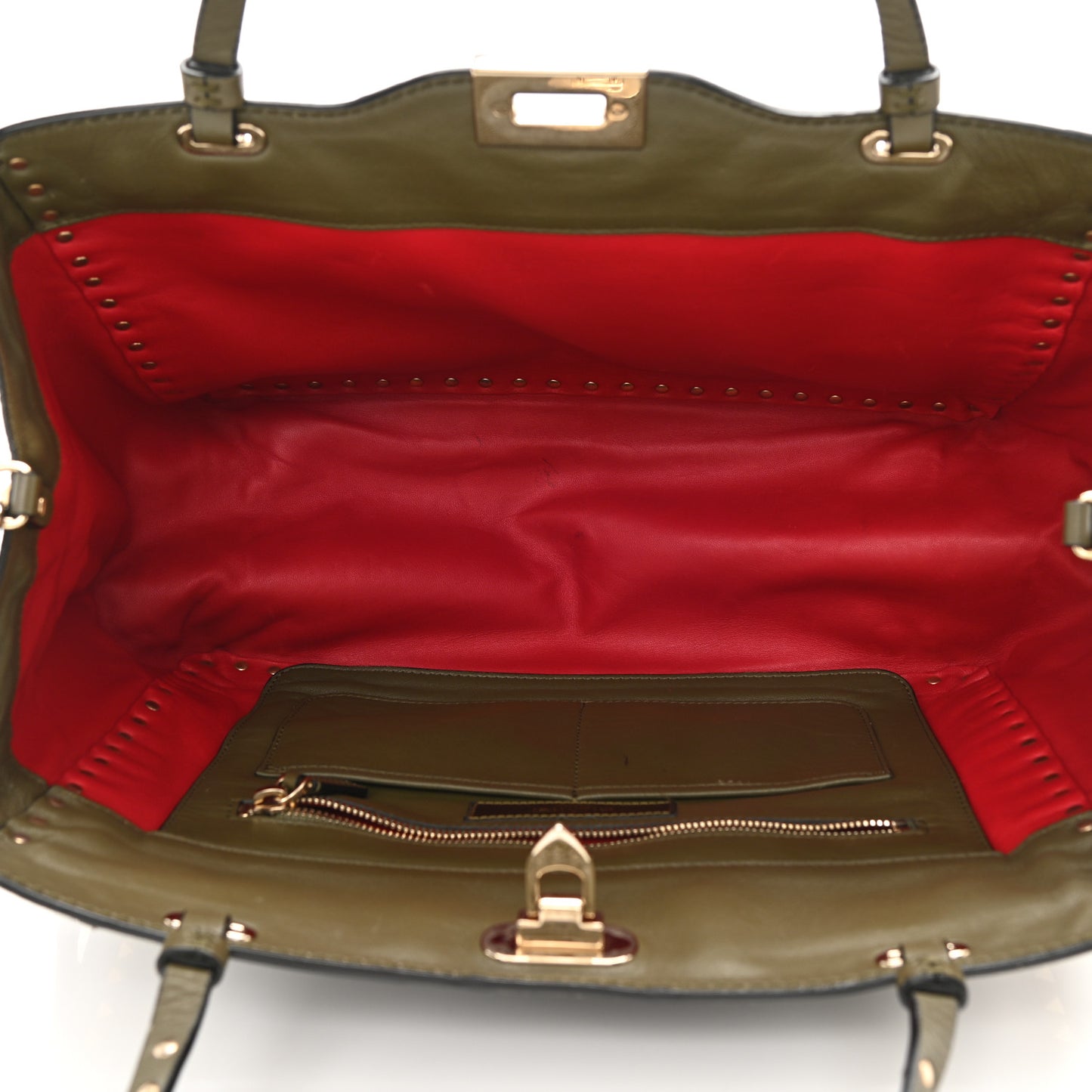 Nappa Canvas Camouflage Medium Rockstud Tote Verde Rouge