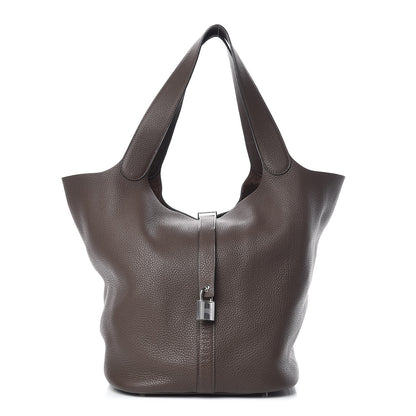 Hermes Taurillon Clemence Picotin Lock TGM Chocolate 1 of 11
