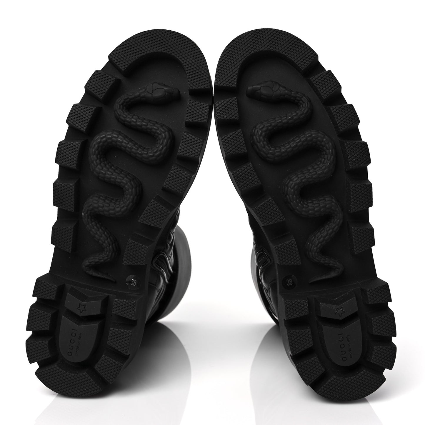 Nappa Frances GG Matelasse Platform Combat Boots 38 Black