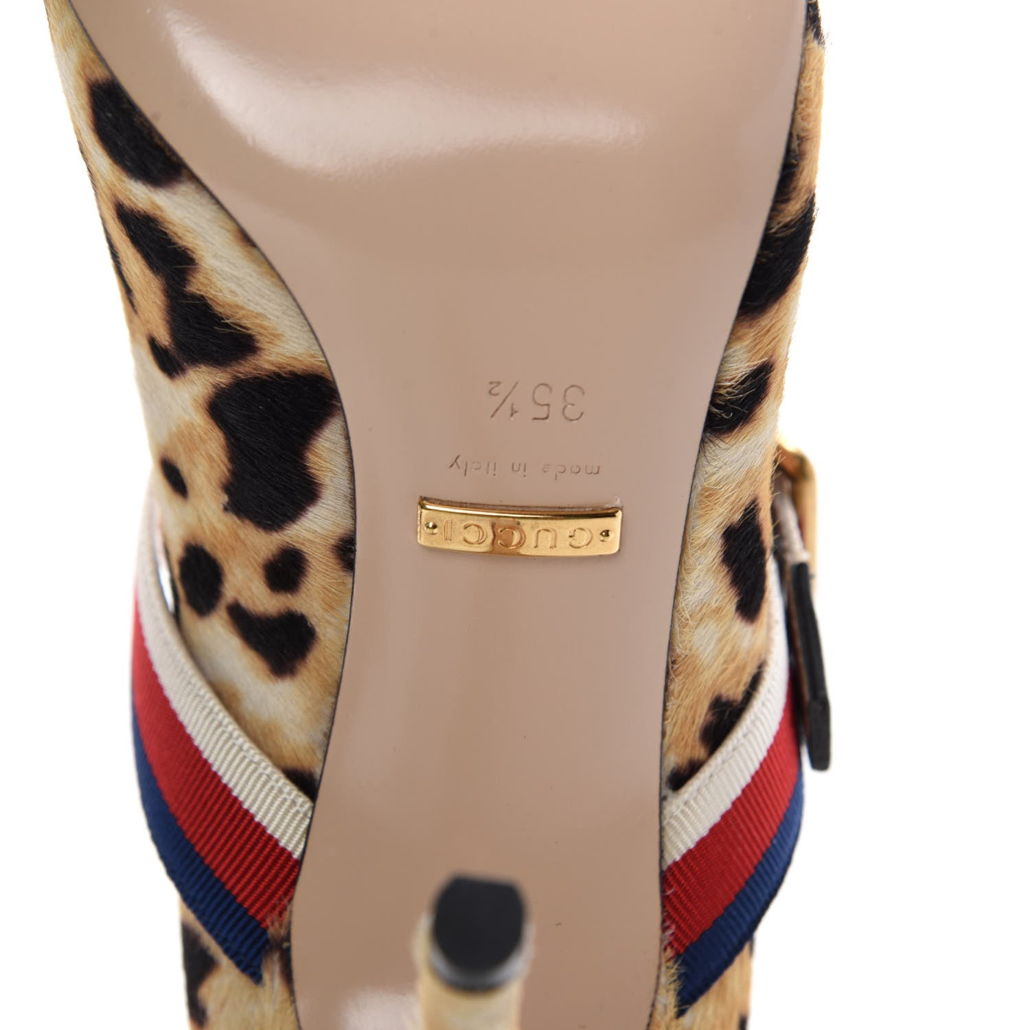 Gucci Malaga Kid Leopard Print Pumps 35.5 Natural 6 of 10